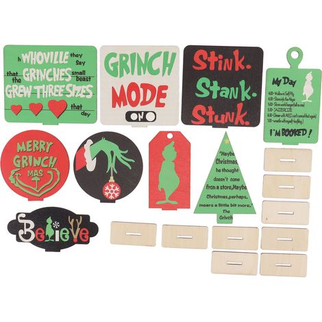 Plateau à étages décoratif, motif dessin animé de Noël, en bois résistant, lot de 9 pièces. Idéal pour décorer un plateau à étages, une maison, une fête ou un bar. (1/5)