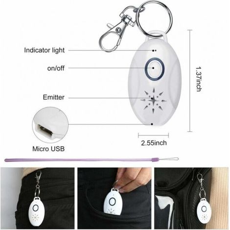 Répulsif à ultrasons portable pour extérieur – Protection longue durée contre moustiques. puces et tiques – Charge micro USB