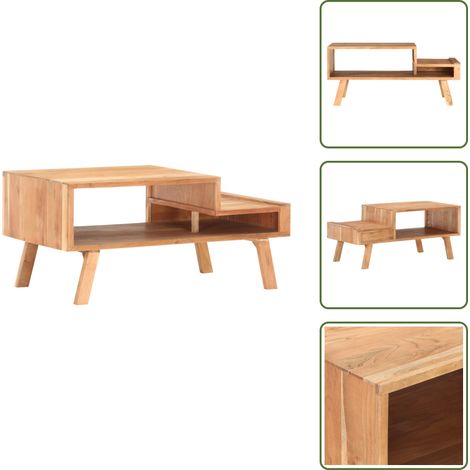 Couchtisch 100 x 50 x 45 cm Akazie Massivholz - Holz Couchtisch - Akzienttisch - Wohnzimmertisch - Beistelltisch - Sofa Tisch (1/5)