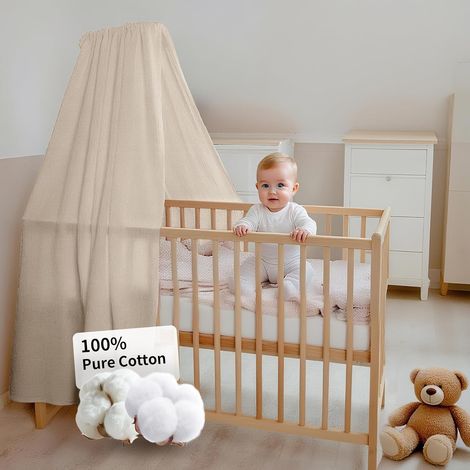 Housse de couette pour bébé - Fabriquée à la main en mousseline 100 % coton - Décoration de lit à la maison (sans barrière de lit) - Convient pour garçons et filles (140 x 270 cm, beige (1/5)