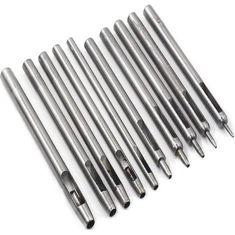 Ensemble de 10 outils de perforation pour cuir, emporte-pièces, perforatrices, 10 tailles, pour ceintures, bracelets, papier, loisirs créatifs (1/5)