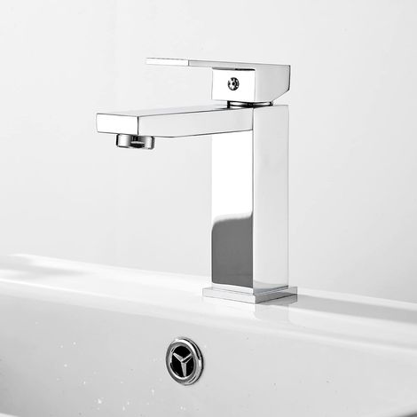 Bathroom Faucet, Basin Faucet with Cold & Hot Water Available, Chromed Brass Basin Mixer (1/5)