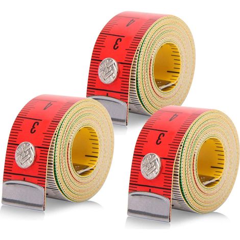 Mètre ruban de couture, lot de 3 pièces, mètre ruban de couturière, mètre ruban de couture rétractable, mètre ruban corporel, mètre ruban de couture rétractable, mètre ruban corporel 2 en 1 de 1,5 m (1/5)