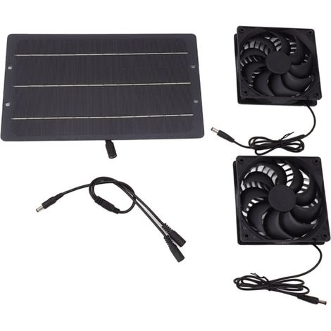 Ventilateur Solaire Double 10 W pour Poulailler, Serre ou Hangar – Kit Étanche avec Panneau Photovoltaïque et Fixation Murale