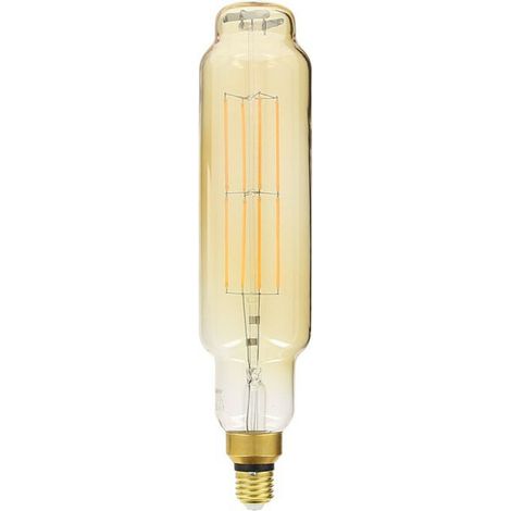LED-Retro-Ampulle im T7S-Röhrenformat, dimmbar, E27-Fassung, 8 W (entspricht 60 W), 800 lm, warmweißes Licht (2700 K), bernsteinfarbenes Glas, ideal für Kronleuchter und Wandlampen