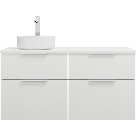 burgbad Eqio lavabo à poser en céramique rond, gauche, meuble