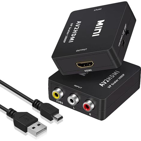 Adaptador Vinmooog RCA a HDMI Convertidor DigitPro RCA a HDMI Mini AV R-CA CVBS HD-MI, Adaptador HDMI 1080P Adaptador SCART a HDMI Compatible con PAL/NTSC Compuesto CVBS para cámara, Xbox, PS2, 3 (1/5)