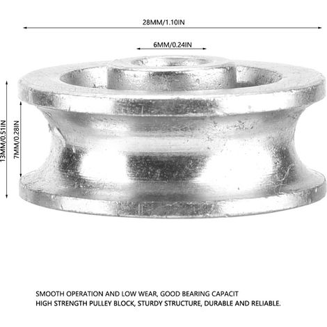 Galet à roulement robuste guide de levage corde métallique pour moufle 28 mm (1/5)