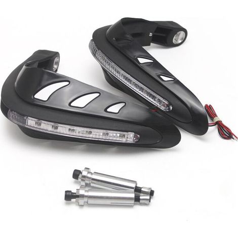 1 paire de protège-mains de moto universels protège-mains de Motocross un ensemble protecteur de guidon combiné avec clignotants à LED - Le noir (1/4)