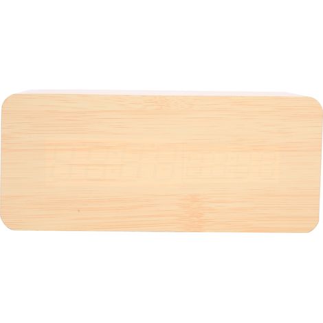 Mini-enceinte multifonctionnelle en bois jaune avec 2000 mAh, réveil Bluetooth sans fil et haut-parleur stéréo. Lumière rouge. (1/5)