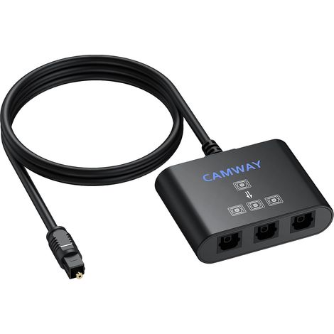 Répartiteur de câble optique 1 entrée 3 sorties SPDIF Toslink avec câble Optique de 1 m Compatible STB/ VHS/VCR/Blue-Ray DVD Players/HDTV/Power Amplifier (1/5)