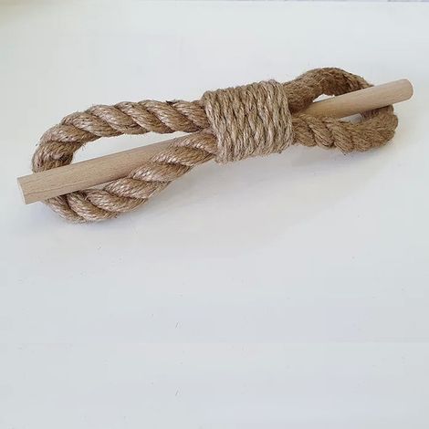 Lot de 2 (ficelle kaki, 2) embrasses de rideaux de style bohème faites à la main avec corde en coton et bois(25cm) (1/3)