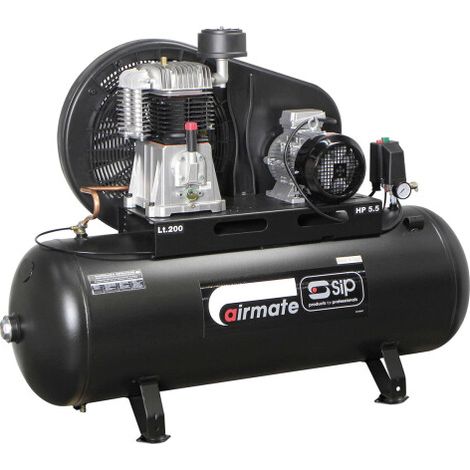 SIP TN5.5/200 200ltr Belt Drive Compressor - L47 x W144 x H122 cm (1/2)