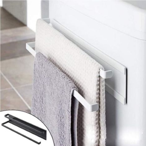 1 Porte-serviettes magnétique, 2 barres en fer, Longueur 40cm, Largeur 8cm, Pour réfrigérateur et cuisine (1/4)