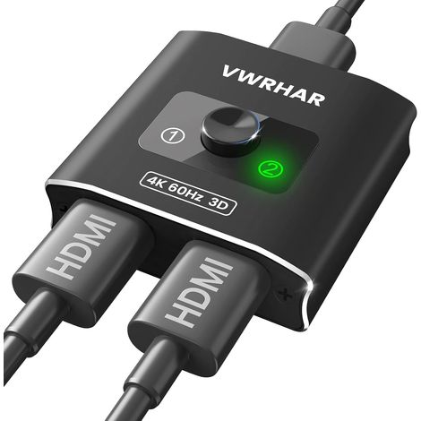 Répartiteur HDMI, commutateur HDMI 4K @ 60 Hz, répartiteur en aluminium 2 en 1 sortie/1 entrée 2 sorties, prend en charge 4K 3D 1080p Dolby, commutateur pour Stick, Xbox, PS5/4/3, Blu-Ray, DVD (1/5)