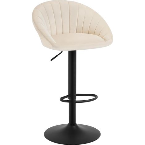 WOLTU Set di 1 Sgabelli da Bar in Velluto Sedie da Bar Regolabile e Girevole, Beige+nero