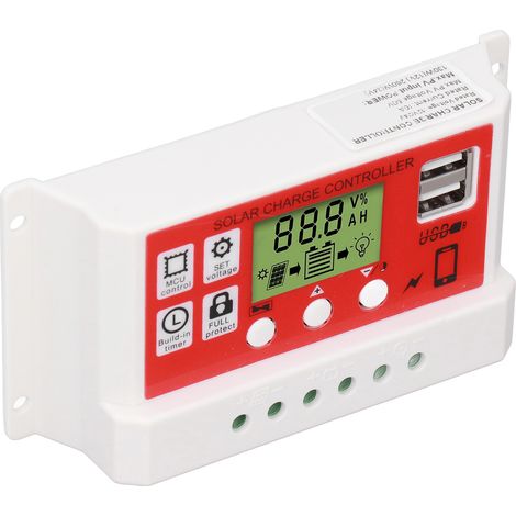 Solar-Laderegler PWM Lithium-Batterie Photovoltaik-Laderegler LCD-Anzeige 12V/24V10A (1/5)