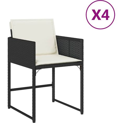 Maison Exclusive - Gartenstühle mit Kissen 4 Stk. Schwarz Poly Ra