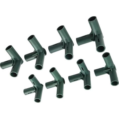 Lot de 8 connecteurs de serre, 19 mm, supports de tuyau robustes pour auvent, support de structure de jardin, raccords en plastique vert, raccord de tuyau de construction de cadre de serre en (1/5)