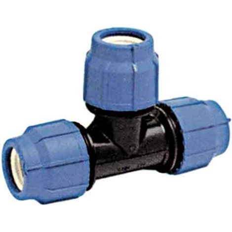Raccord en T en PE 20 × 20 × 20 mm - Noir - Résistant à la pression - Certifié hygiénique - Pour l'eau potable