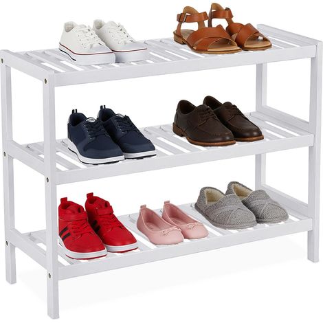 Schuhregal aus bambus 3 stockig platzsparendes design