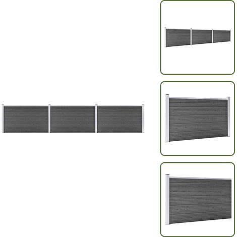 The Living Store Set Pannelli di Recinzione in WPC 526x105 cm Nero - Pannelli di recinzione