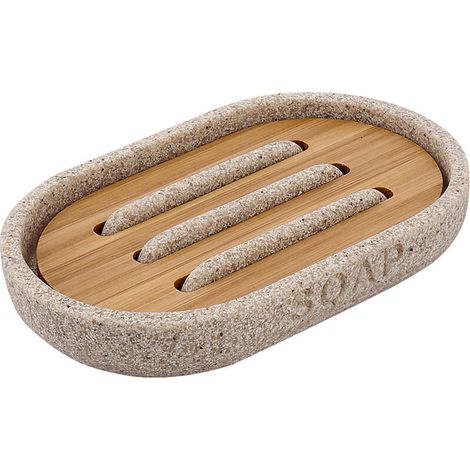 Kora lavabo distributeur de savon sable et bois de bambou KO 24059-86 (1/5)
