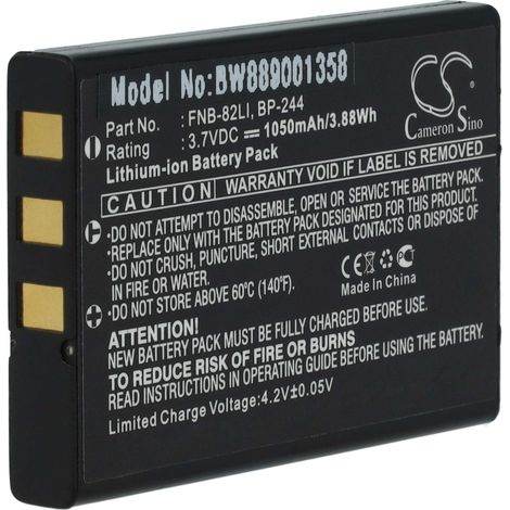 vhbw Akku Ersatz für Vertex BC-8260, E-DC-21, FNB-82LI für Funkgerät, Walkie Talkie (1050mAh, 3,7V, Li-Ion)