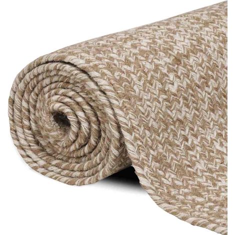 vidaXL Area Rugs Natural and White 240 x 240 cm Jute