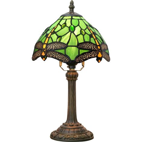 Lampe Tiffany, lampe de chevet, lampe en verre pour chambre, dortoir, cuisine, esthétique, joli cadeau de décoration intérieure (libellule) (1/5)