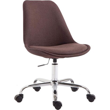 Sedia da ufficio sgabello da lavoro su ruote regolabile in altezza in tessuto marrone e metallo cromato 100002685