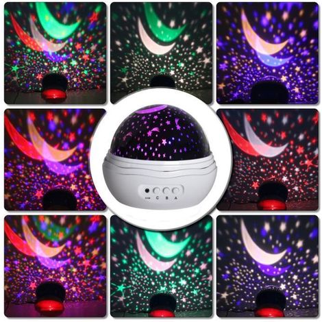 Lamp de LED Projection Enfant Veilleuse Bébé Etoile Lampe de Chevet d\'Ambiance 360° Rotation Romantique (1/4)