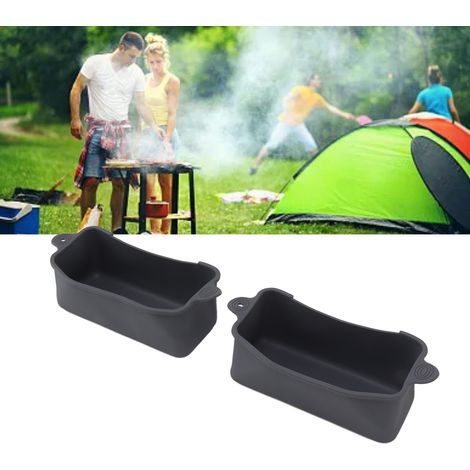 Bac de récupération des graisses en silicone pour plaque de cuisson Blackstone, pliable et doublé de silicone (gris) (1/5)