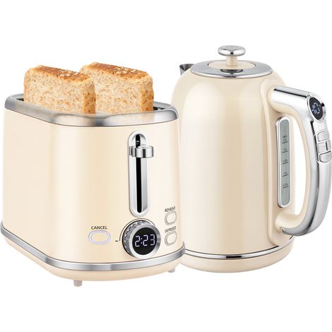Polished Retro 40-100°C Kettle Toaster Set - Cream (1/5)