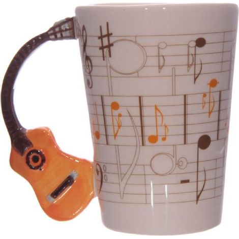 Mug en céramique avec anse guitare orange 10 cm (1/5)