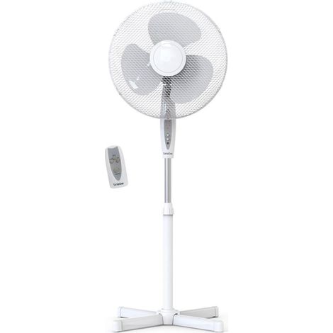 Briebe FN122397W Ventilateur sur Pied Silencieux, Télécommande, Minuterie jusqu'à 7,5 Heures 45W Blanc (1/5)