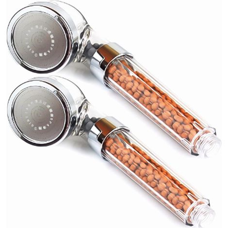 Lot de 2 pommeaux de douche haute pression, économie d'eau, élimination du chlore et du fluorure, adoucisseur d'eau dure, douchette à main, salle de bain (1/5)