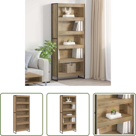 Holzregal - Bücherregal 2 pcs Kunsthandwerk Eiche 80 x 30 x 155 cm (1/5)
