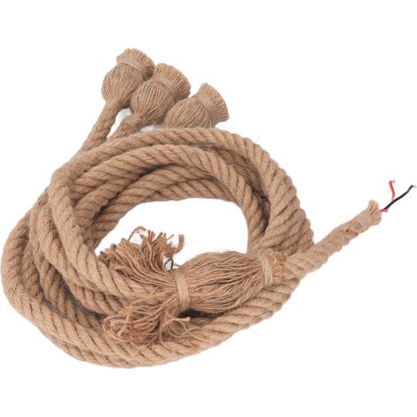 Suspension 3 têtes rétro en corde de chanvre, câble 2m, douille E27 E26, 100-240V, pour maison de campagne restaurant bar (1/5)