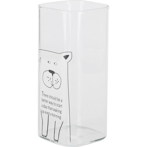 Mug en verre opalin imprimé de 400 ml, motif chien, idéal pour le thé, le café et le petit-déjeuner. (1/5)