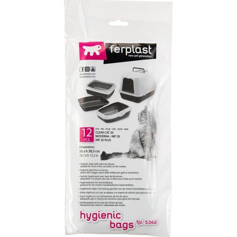 Ferplast FPI 5362 Sacchetti igienici per toilette Bella, Prima, Nip 20 e Nip Plus 20. Variante FPI 5362 - Misure: 50 x h 38.5 cm - (1/2)