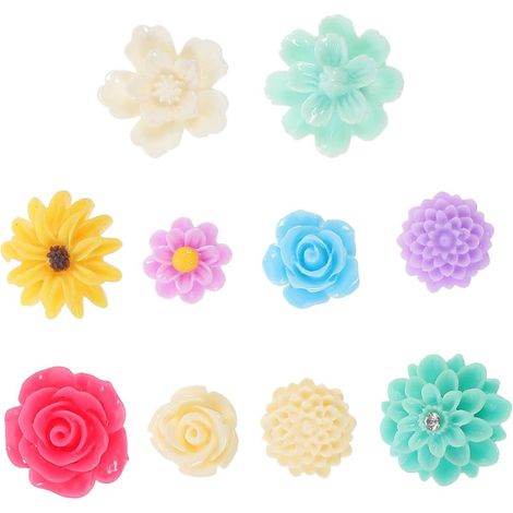 Aimants de Réfrigérateur Forme Fleurs Colorées en Résine Lot de 10 Décoration Créative et Résistante Plusieurs Styles pour Maison et Photos, pour Housewarming (1/5)