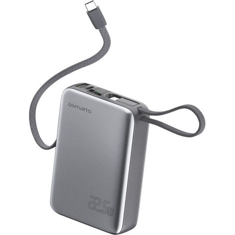 4Smarts Pocket Power Bank With Dual Usb-C Cables 20000 Mah 22.5W - Space Gray
