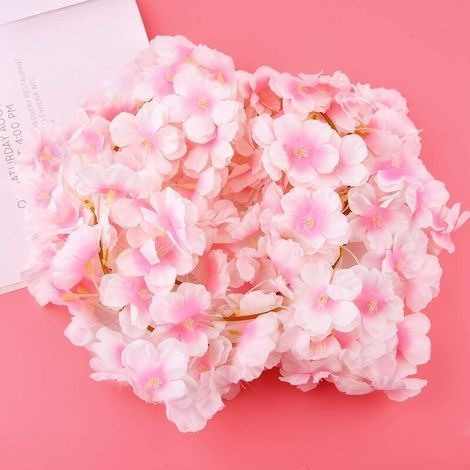 Set di 4 ghirlande artificiali di fiori di ciliegio, 175 cm, ghirlande pendenti in seta per casa, matrimoni, giardino, decorazione murale, feste, 135 fiori (rosa chiaro) (1/4)