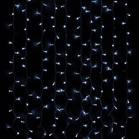 Tenda luminosa 300x100 cm 200 Led Bianco Freddo con flashLED Bianco Freddo prolungabile alimentatore incluso IP44 per esterno e interno Bianco Freddo 3x1 metri - 200 Led Bianco Ghiaccio