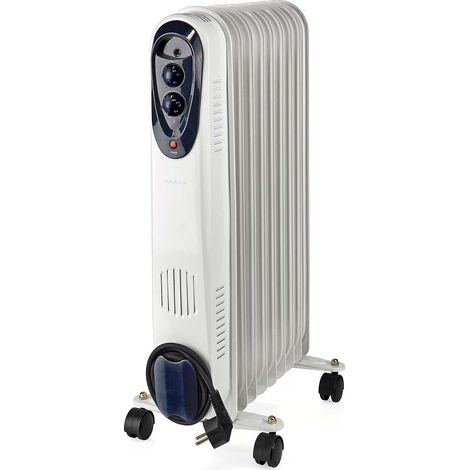 Radiador de Aceite Portátil 800 / 1200 / 2000 W 9 Aletas Termostato ajustable 3 Configuraciones de Calor Protección contra caidas Blanco (1/5)