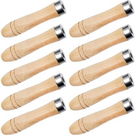 10 Stück Holzfeilengriffe mit Metallmanschetten, Holzgriffe für Feilen, Holzfeilengriffe für manuelle Feilenschneidwerkzeuge (1/5)