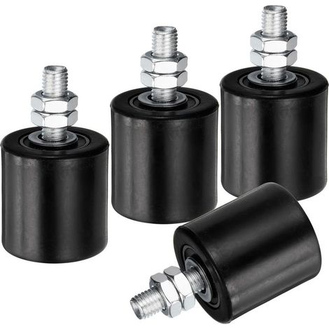 Set mit 4 Schiebetor-Führungsrollen, 5,1 cm Nylon, Torstütze, gekapselte Kugellager-Universalführung für Schiebetüren, schwarz (1/5)