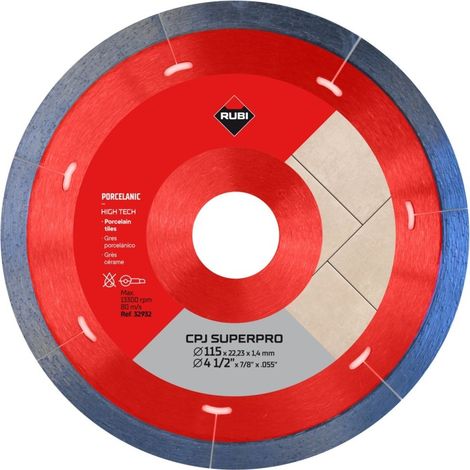 Disco corte porcelan. segment 115mmx1,7mm diam cpj-115 rubi