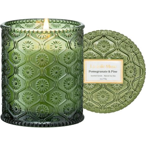 Duftkerze im Glas Granatapfel Pinie 230g 55h Brenndauer Weihnachtsgeschenk (1/5)